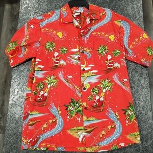 Aloha Republic Christmas Themed Hawaiian Button Down
